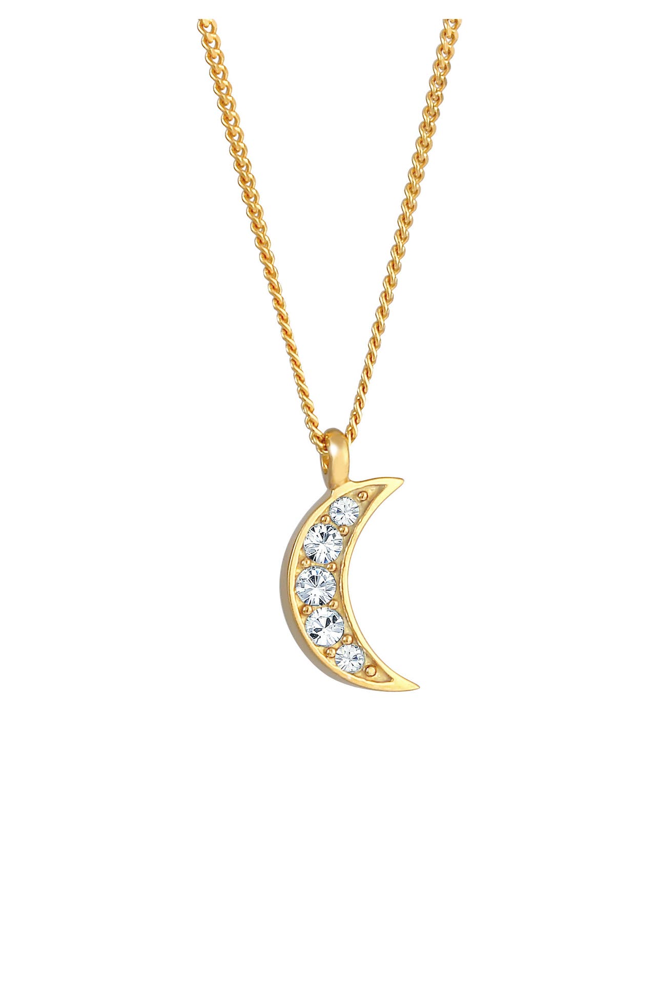 ELLI Kette Halbmond Astro 925 Silber, mit Kristallen von Swarovski® Gold, Bild 1