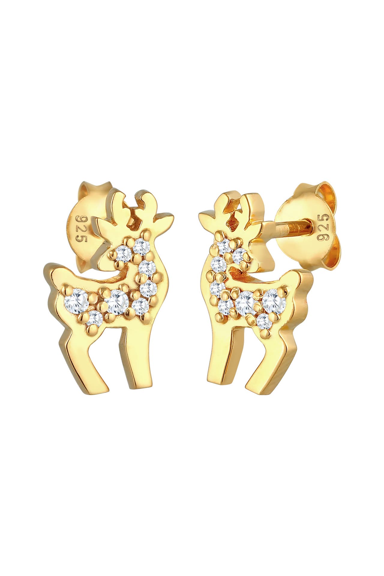 ELLI Ohrringe Rentier Zirkonia Christmas Weihnachten 925 Silber Gold, Bild 1