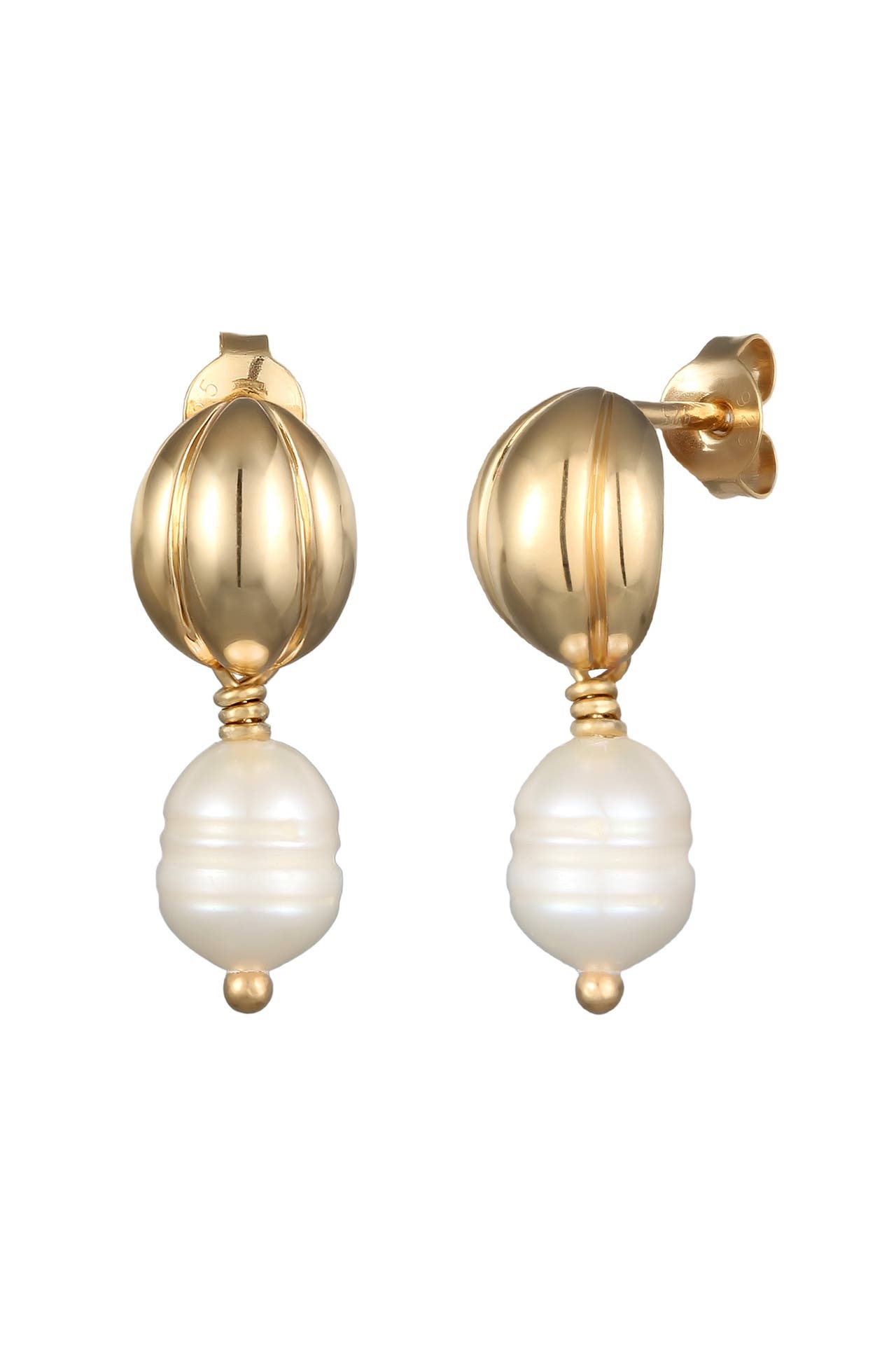 ELLI PREMIUM Ohrringe Süßwasserzuchtperlen Elegant 925 Silber vergoldet Gold, Bild 1