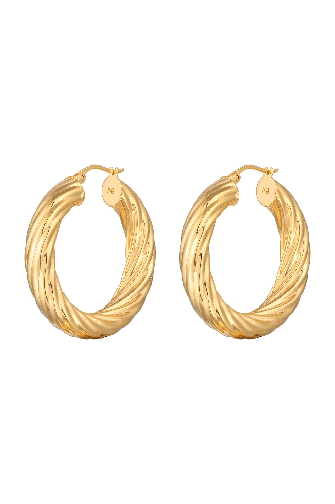 ELLI PREMIUM Ohrringe Creolen Twisted Look Gedreht 925 Silber Gold, Bild 1
