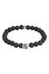 Armband Herren Totenkopf Lava Stein Perlen 925 Silber