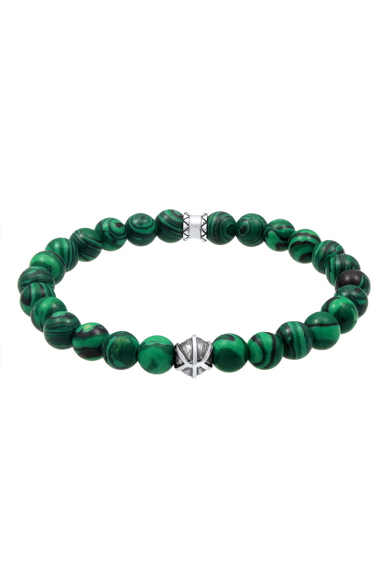 KUZZOI Armband Herren synth. Malachit Bead Oxidiert 925 Silber Grün, Bild 1