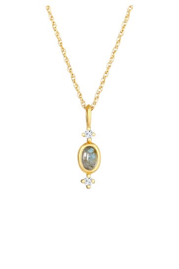 ELLI PREMIUM Kette Gedreht Anhänger Labradorit Topas 925 Silber Gold