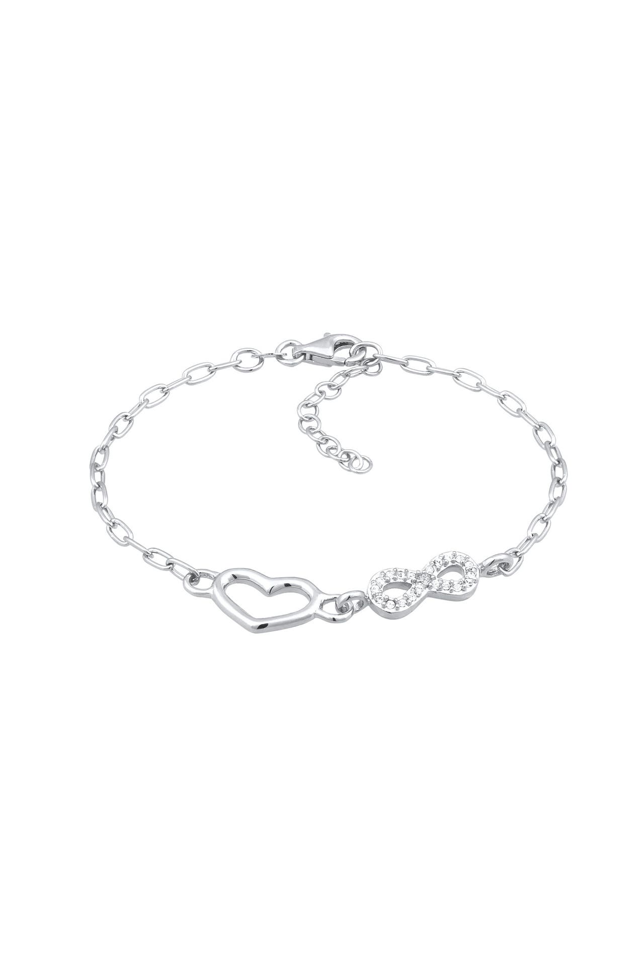 ELLI Armband Herz Infinity Weiß 925 Sterling Silber, mit Kristallen von Swarovski® Silber, Bild 1