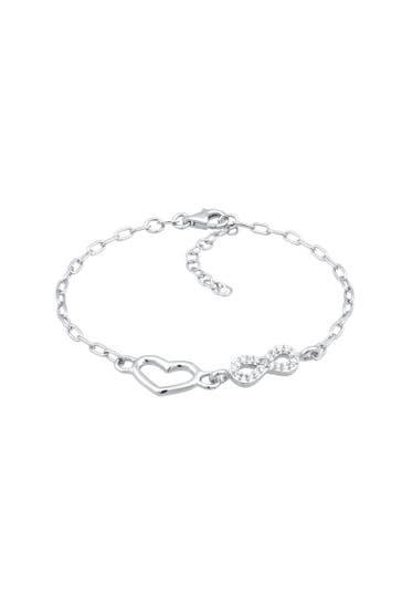 ELLI Armband Herz Infinity Weiß 925 Sterling Silber, mit Kristallen von Swarovski® Silber