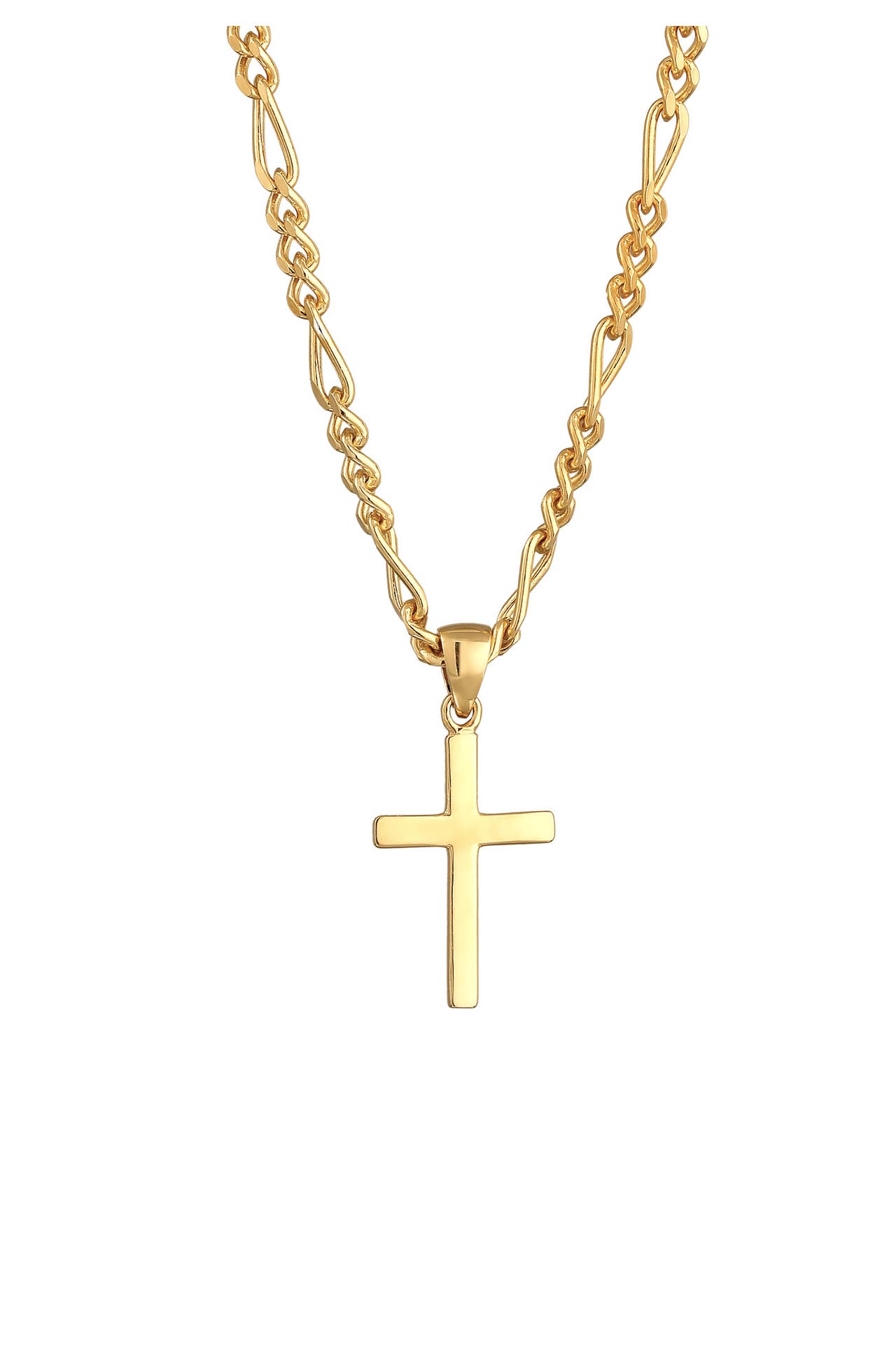 KUZZOI Kette Herren Figarokette Kreuz 925 Silber Gold, Bild 1