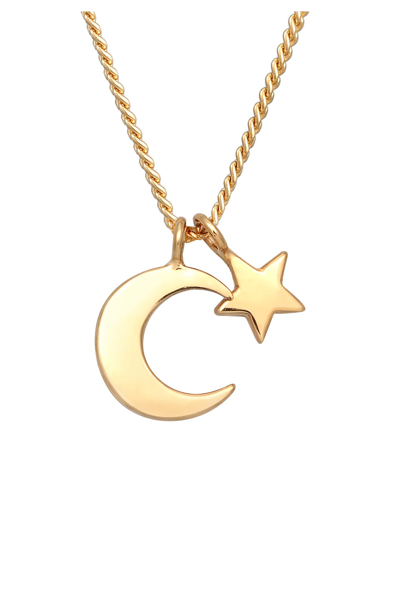 ELLI PREMIUM Kette Mond Stern Astro Kordelkette 375er Gelbgold Gold, Bild 1