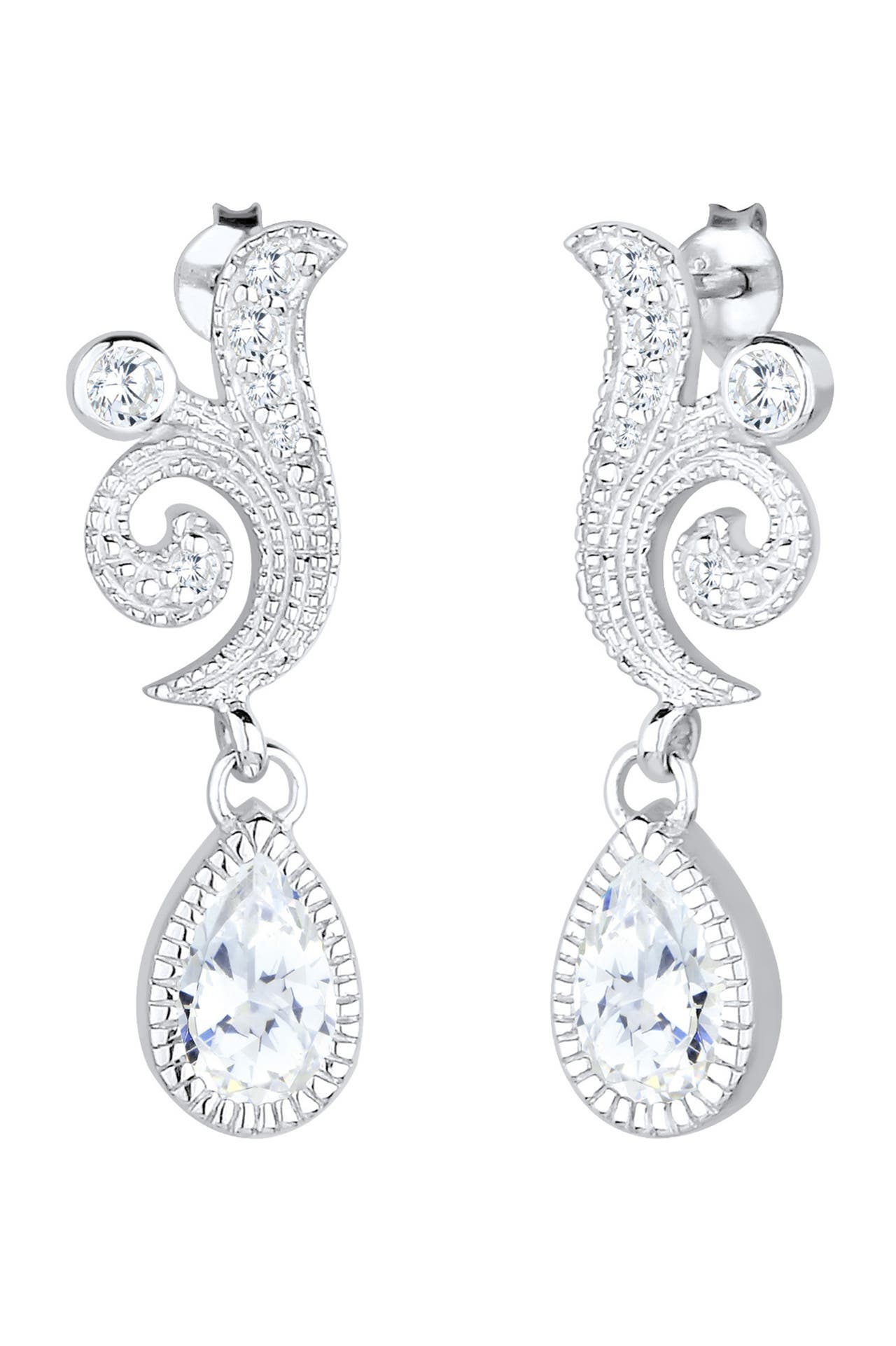 ELLI PREMIUM Ohrringe Elli PREMIUM Ohrringe Ornament Tropfen Festlich Zirkonia 925 Silber Weiß, Bild 1