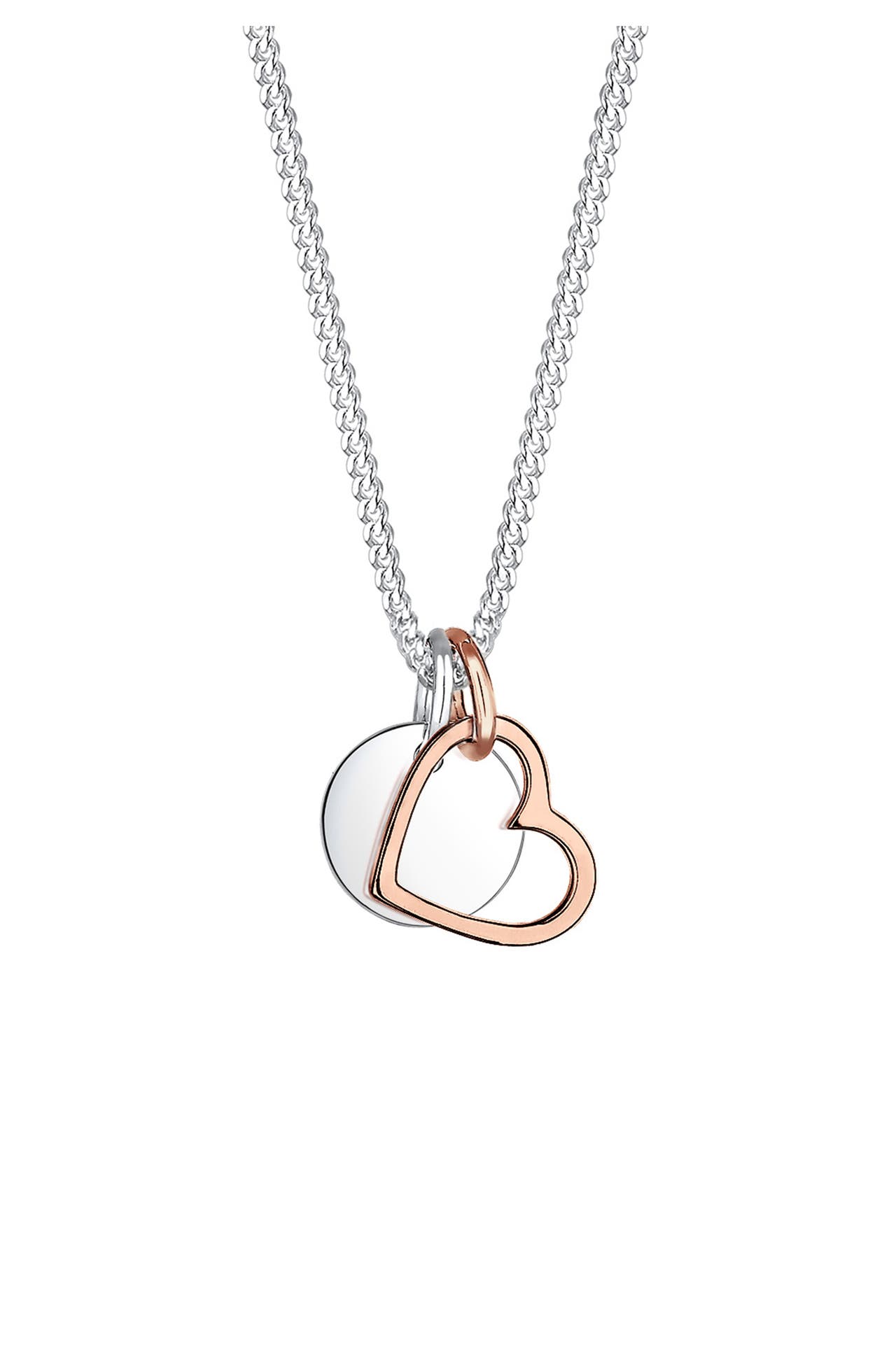 ELLI Kette Herz Kreis Plättchen 925 Silber Bi-color Silber, Bild 1