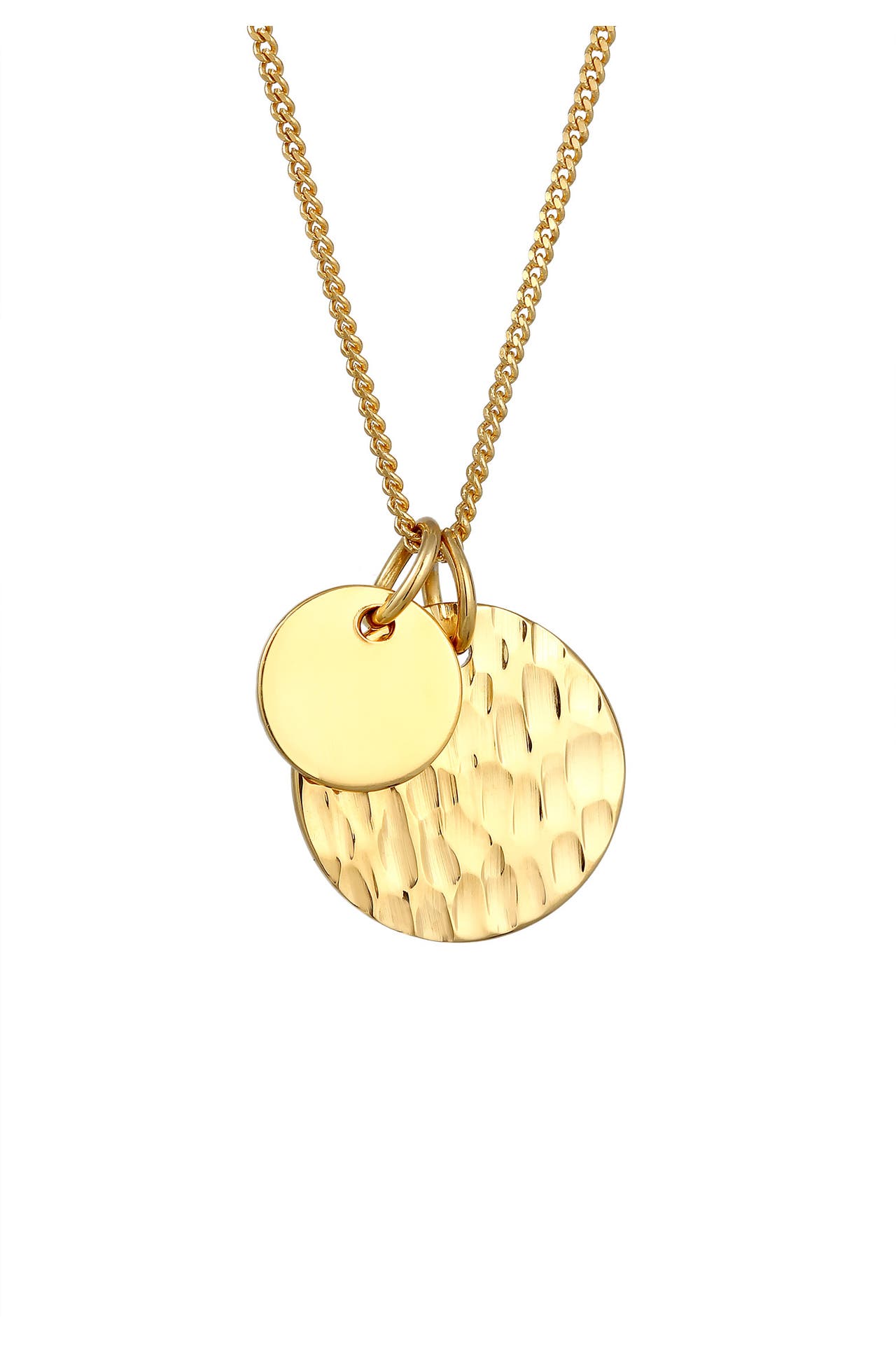 ELLI Kette Plättchen Münzen Gehämmert Look 925 Silber Gold, Bild 1