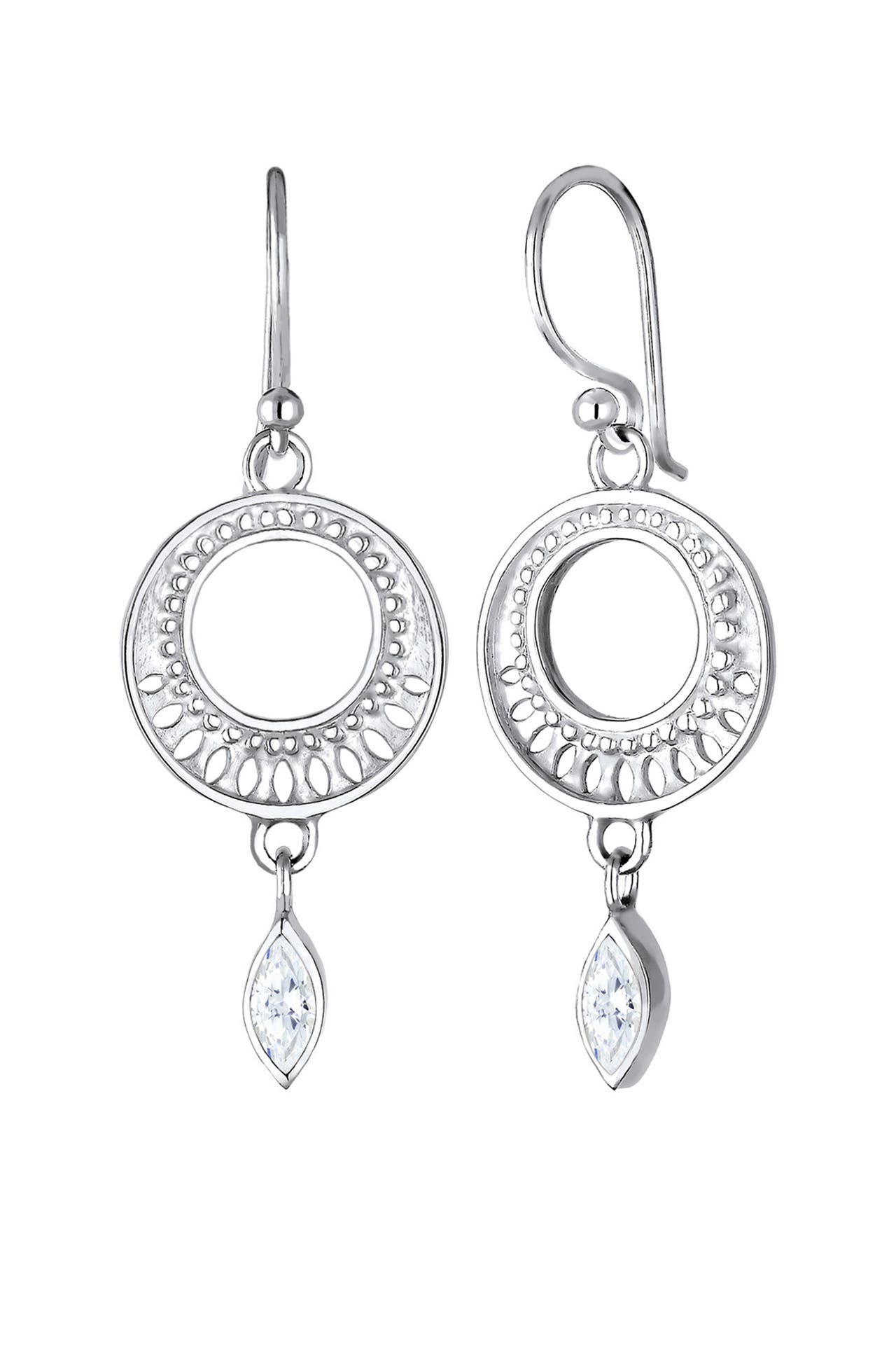 ELLI PREMIUM Ohrringe Ohrhänger Ornament Zirkonia 925 Sterling Silber Silber, Bild 1