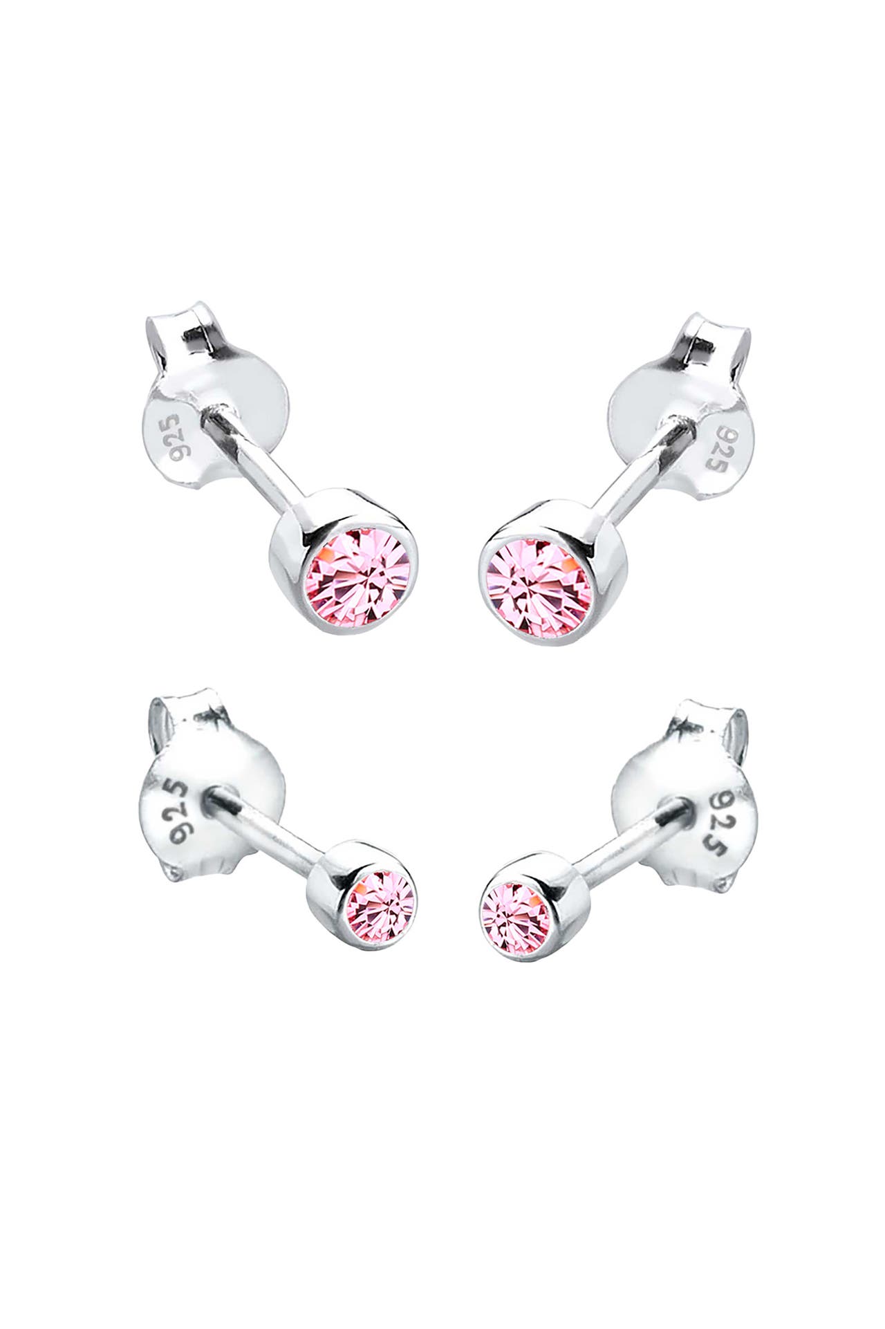 ELLI Ohrringe Set Basic Rosa 925 Silber, mit Kristallen von Swarovski® Silber, Bild 1