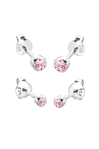 ELLI Ohrringe Set Basic Rosa 925 Silber, mit Kristallen von Swarovski® Silber