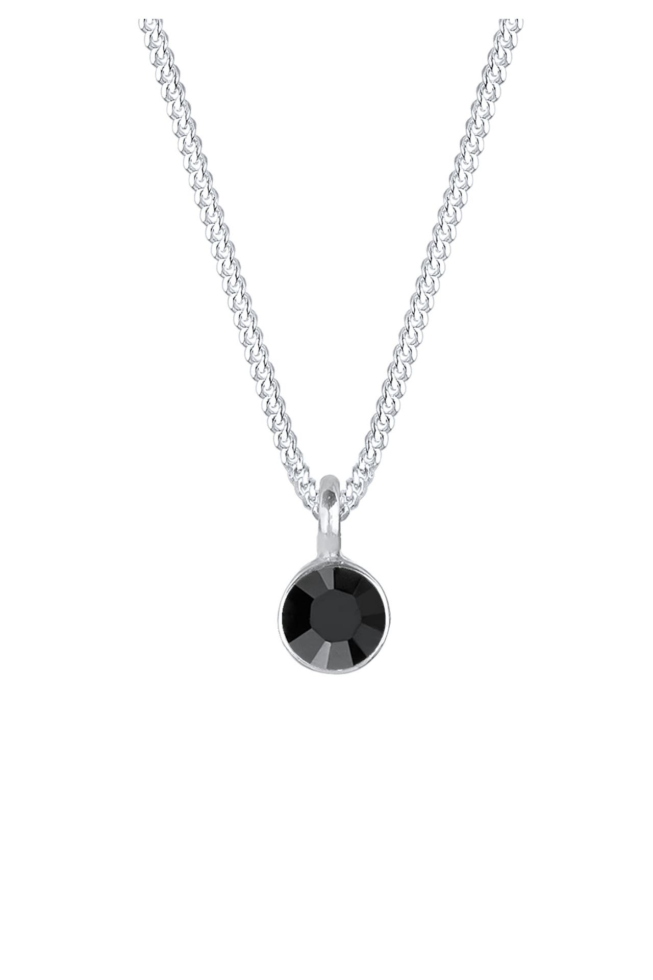 ELLI Kette Solitär Glas Kristalle Schwarz 925 Sterling Silber Silber, Bild 1