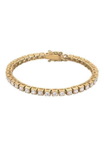 KUZZOI Armband Tennisarmband Zirkonia Weiß 925 Sterling Silber Gold