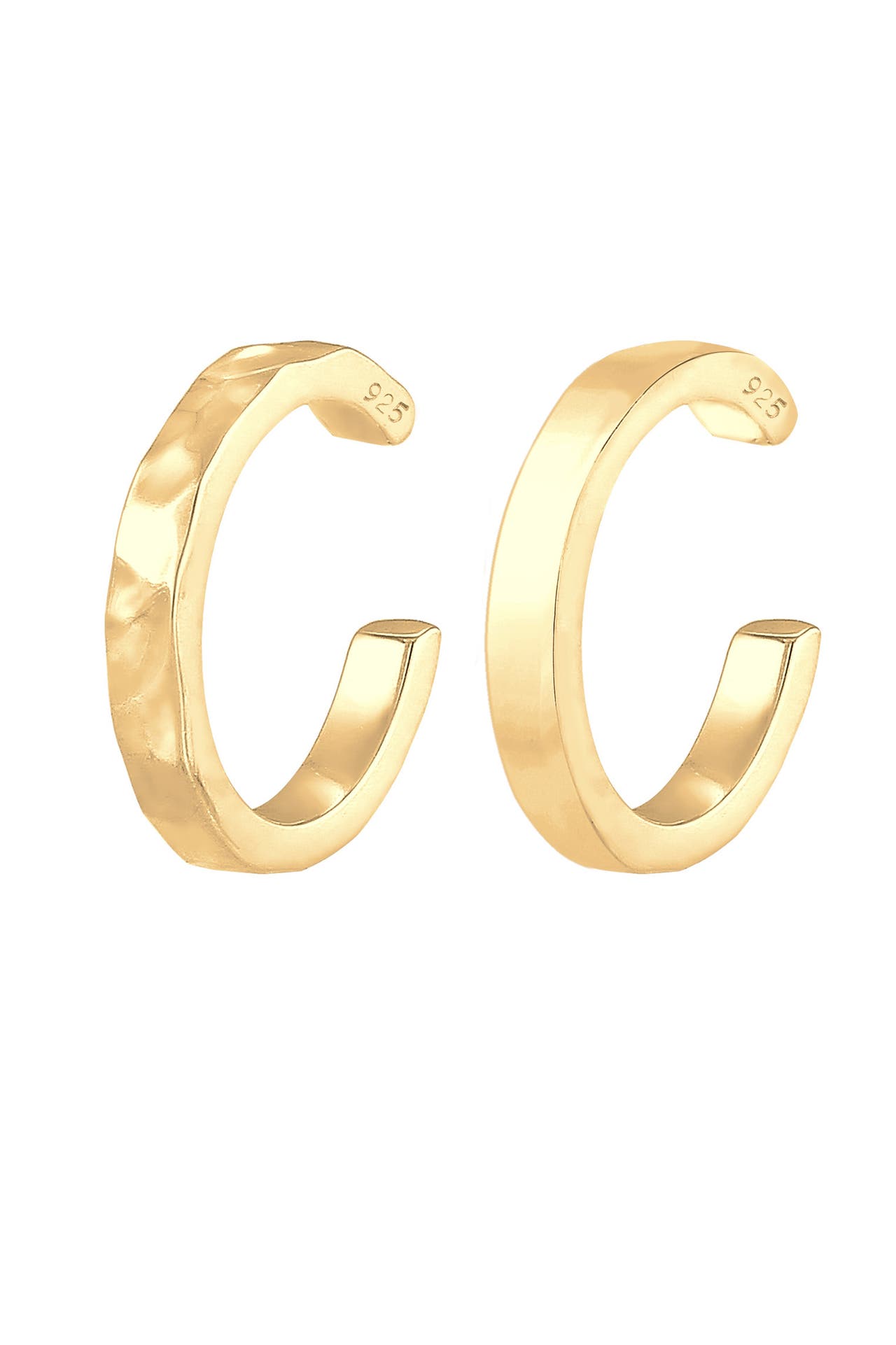 ELLI Ohrringe Earcuff Set Organic Look 925 Silber Gold, Bild 1