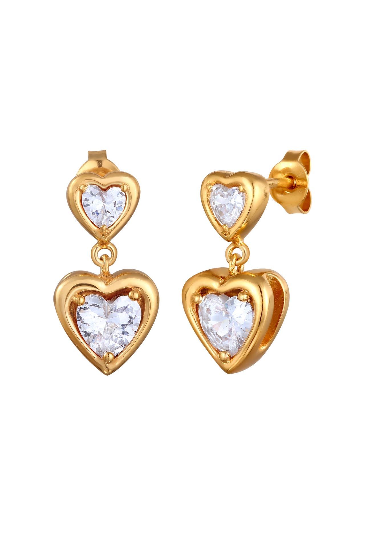ELLI Ohrringe Herz Zirkonia Weiß 925 Sterling Silber Gold, Bild 1