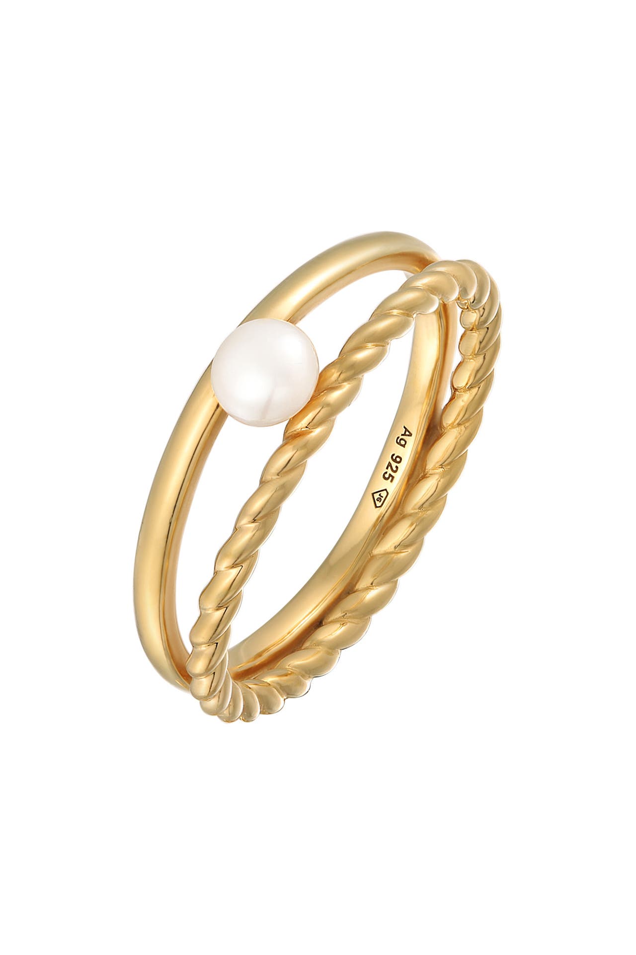 ELLI PREMIUM Ring Süßwasserperle Modisch Kordel 925 Silber Gold, Bild 1