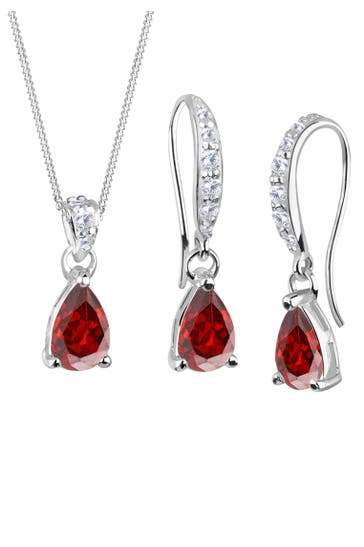 ELLI Schmuckset Ohrhänger und Anhänger mit Zirkonia 925 Sterling Silber Rot