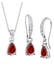 Schmuckset Ohrhänger und Anhänger mit Zirkonia 925 Sterling Silber Rot