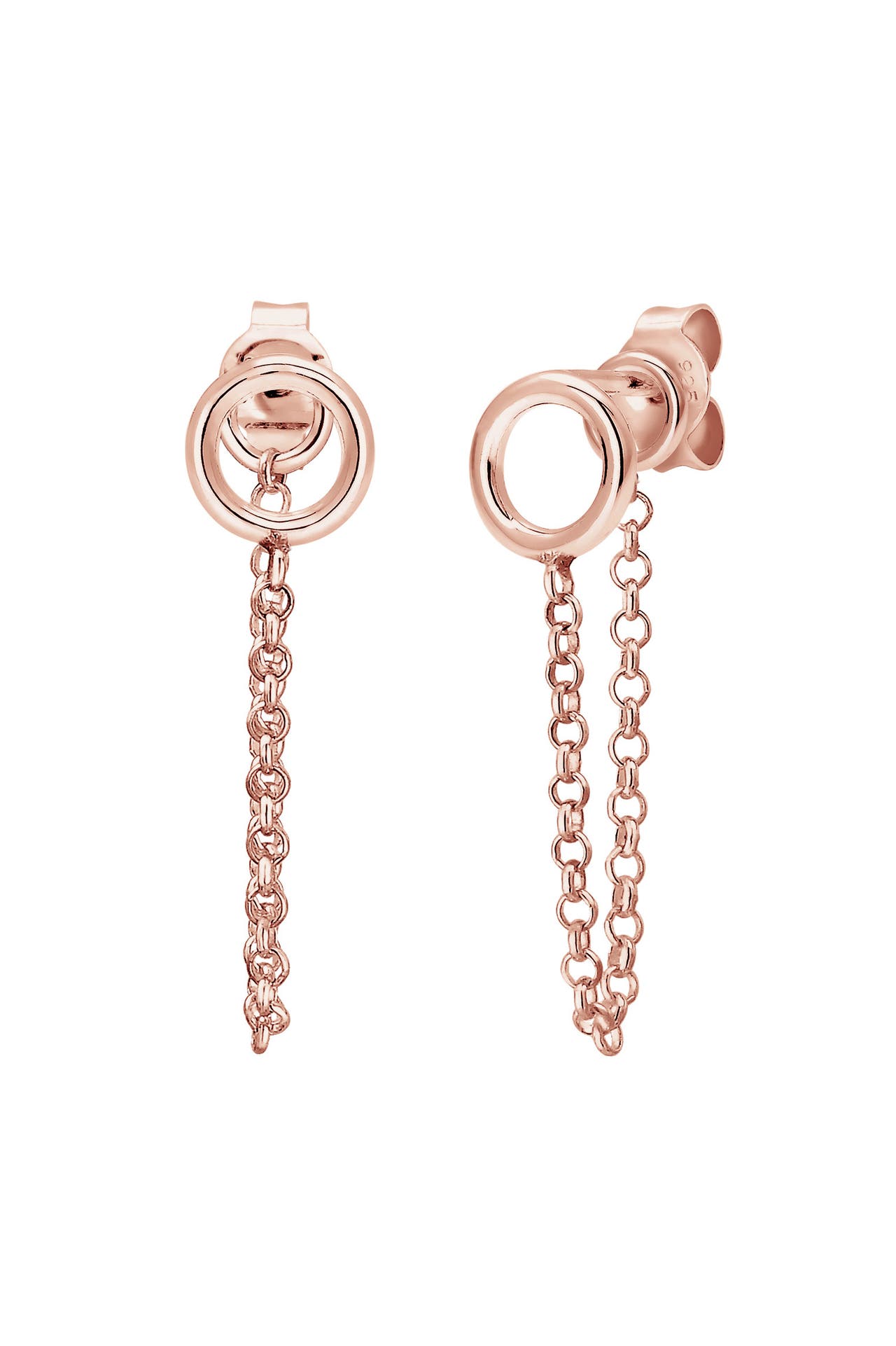 ELLI Ohrringe Stecker Kreis mit Kette 925 Silber Rosegold, Bild 1