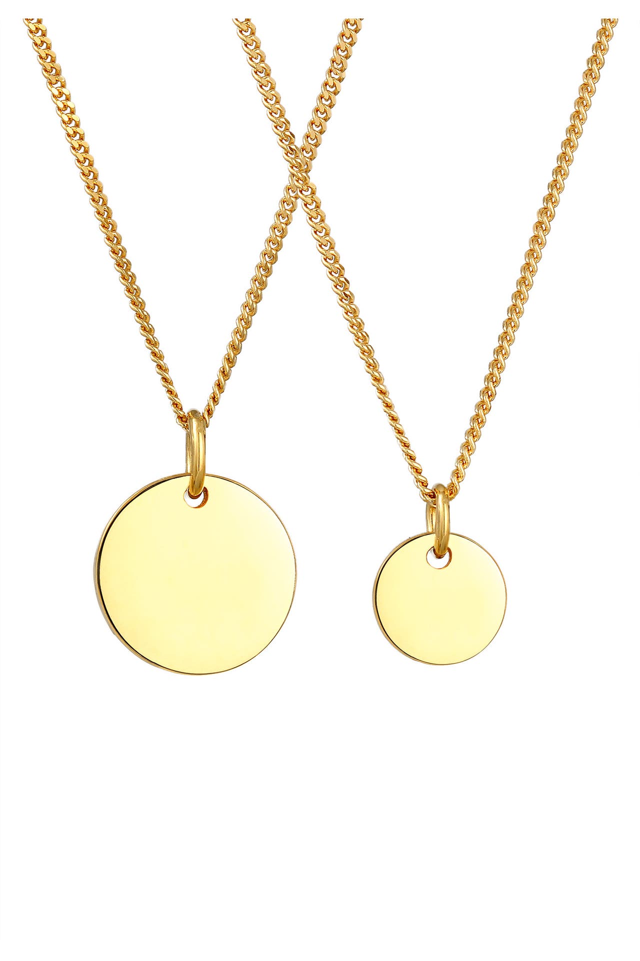 ELLI Kette Plättchen Coin Mutter Tochter 2er Set 925 Silber Gold, Bild 1