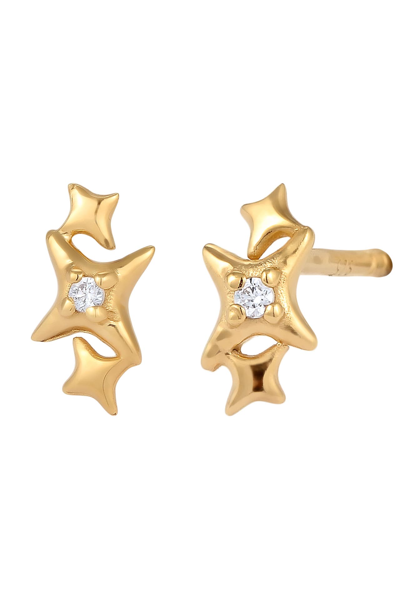 ELLI Ohrringe Ohrstecker Stern Zirkonia Weiß 925 Sterling Silber Gold, Bild 1