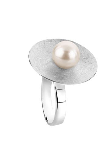 NENALINA Ring Kreis Muschelkernperle Gebürstet 925er Silber Silber