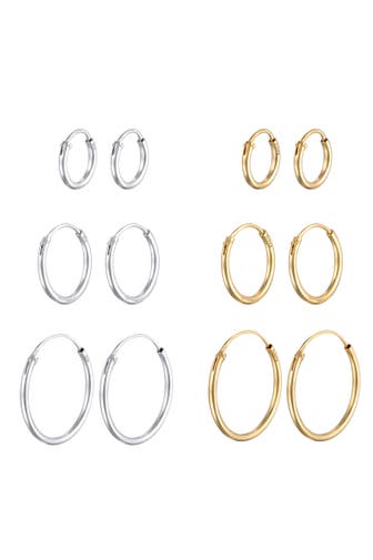 ELLI Ohrringe Creolen Basic 6er Set 925 Silber Zweifarbig