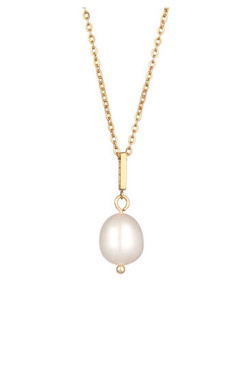 ELLI Kette Glasperle Anhänger Messing Goldfarben Gold