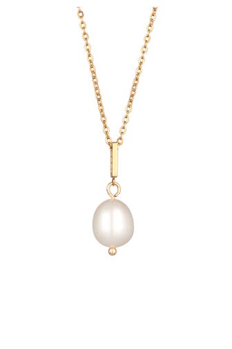 ELLI Kette Glasperle Anhänger Messing Goldfarben Gold