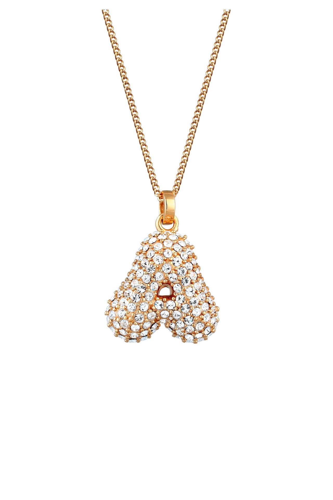 ELLI Kette Buchstabe A Weiß 925 Sterling Silber vergoldet, mit Kristallen von Swarovski® Gold, Bild 1