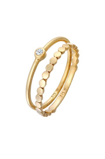 ELLI DIAMONDS Ring Eternity Solitär Diamant (0.03 ct) Set 375 Gelbgold Gold