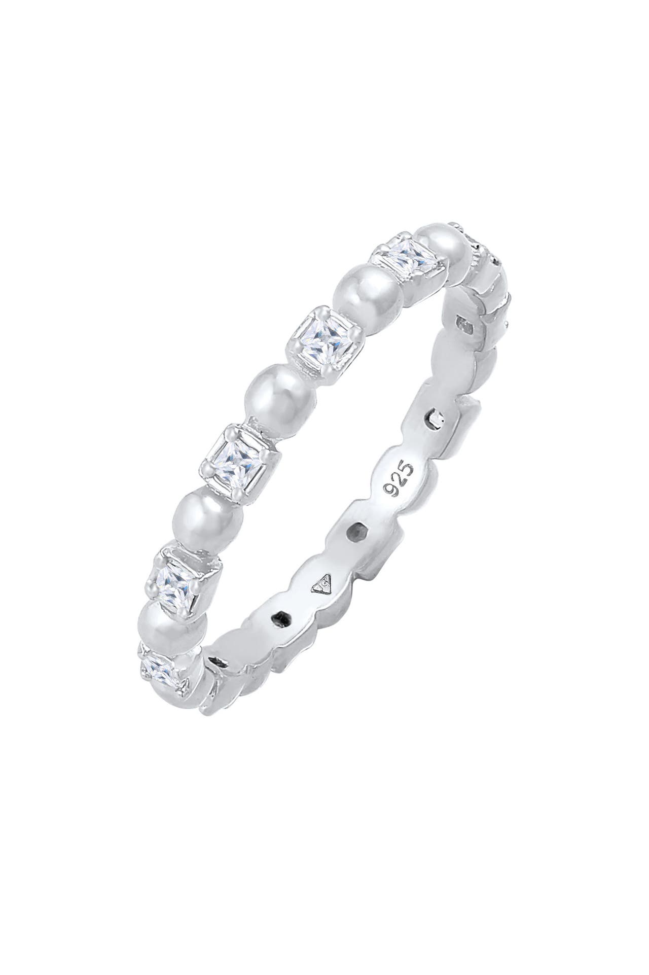 ELLI Ring Bandring Kugel Zirkonia Viereck 925 Silber Silber, Bild 1