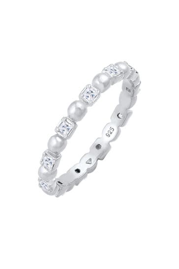 ELLI Ring Bandring Kugel Zirkonia Viereck 925 Silber Silber