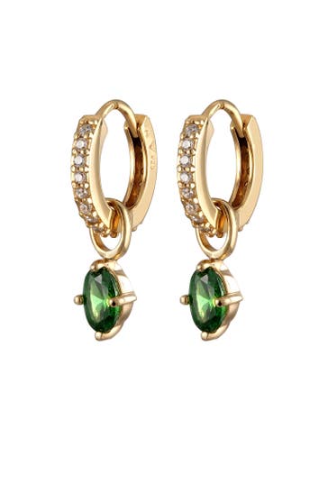 ELLI Ohrringe Creolen Zirkonia Grün Oval 925 Sterling Silber vergoldet Gold