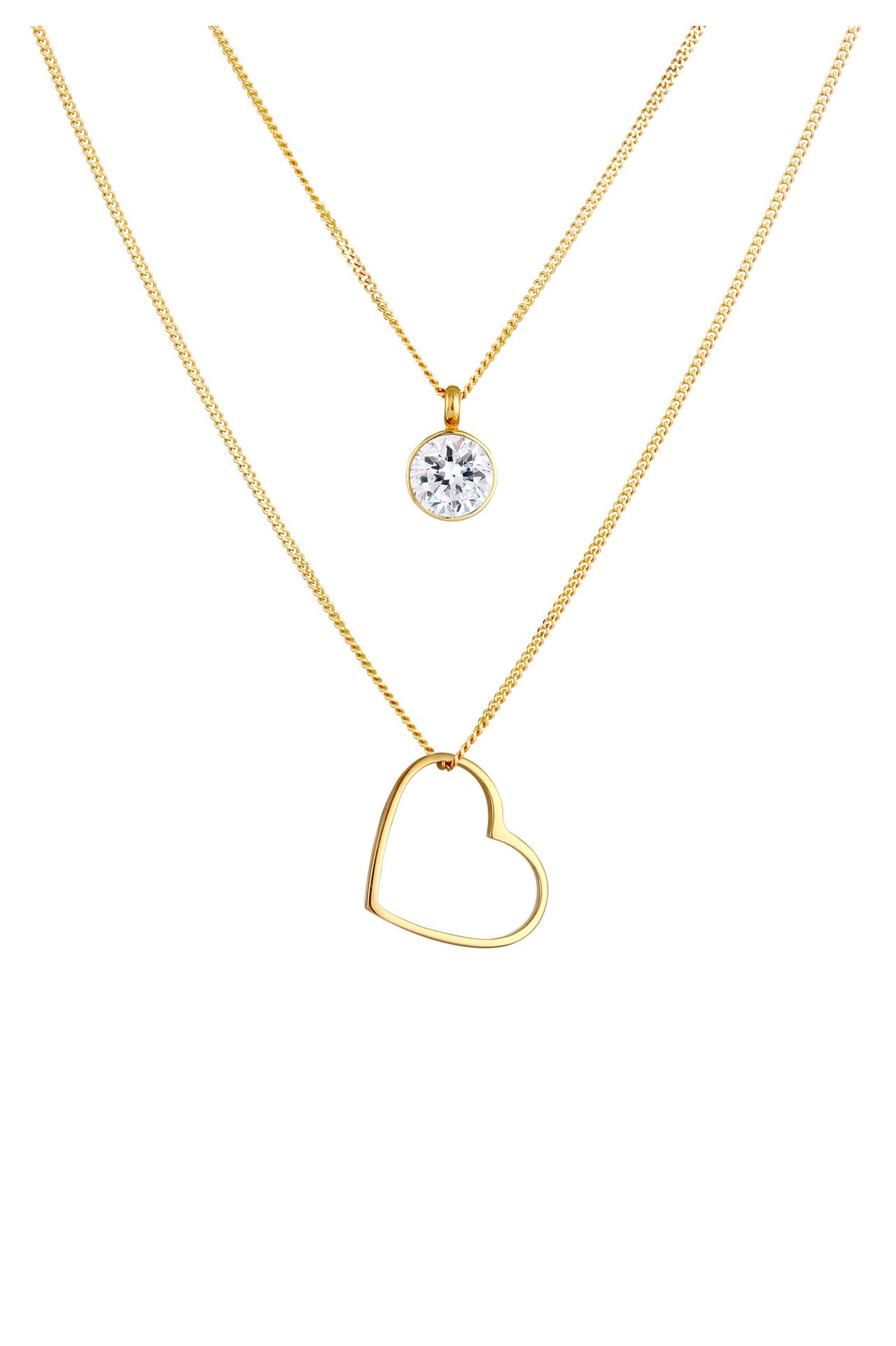ELLI Kette Layer Herz Love 925 Silber, mit Kristallen von Swarovski® Gold, Bild 1