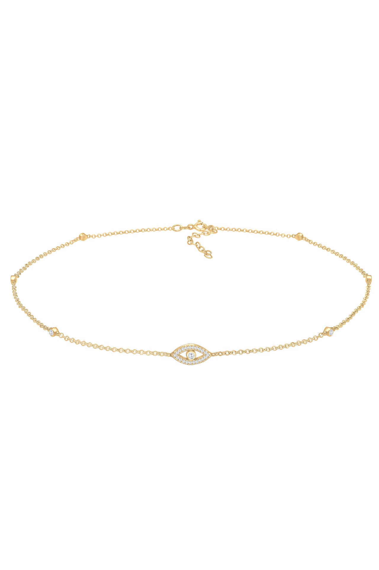 ELLI Kette Evil Eye Zirkonia Weiß 925 Sterling Silber vergoldet Gold, Bild 1