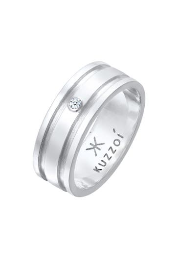 KUZZOI Ring Bandring Massiv Diamant 925 Silber