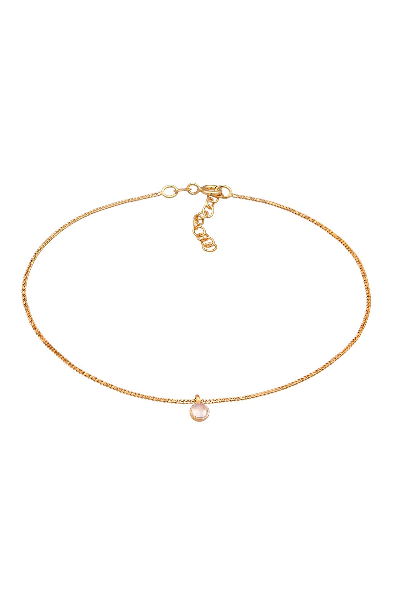 ELLI Fusskettchen Anhänger Mondstein Solitär 925 Silber Gold, Bild 1