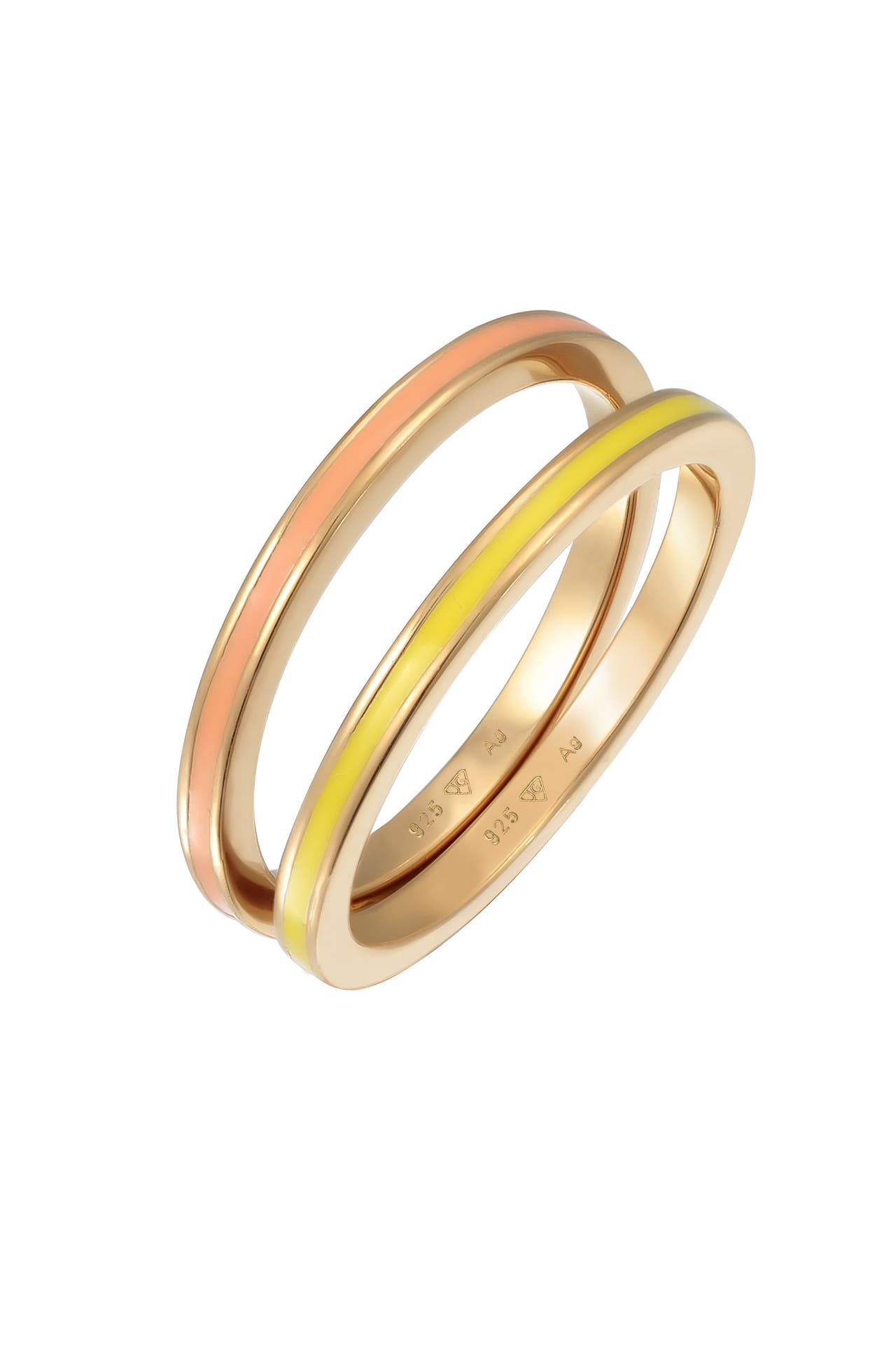 ELLI Ring Bandring Basic Emaille 2er Set 925 Silber Gelb, Bild 1