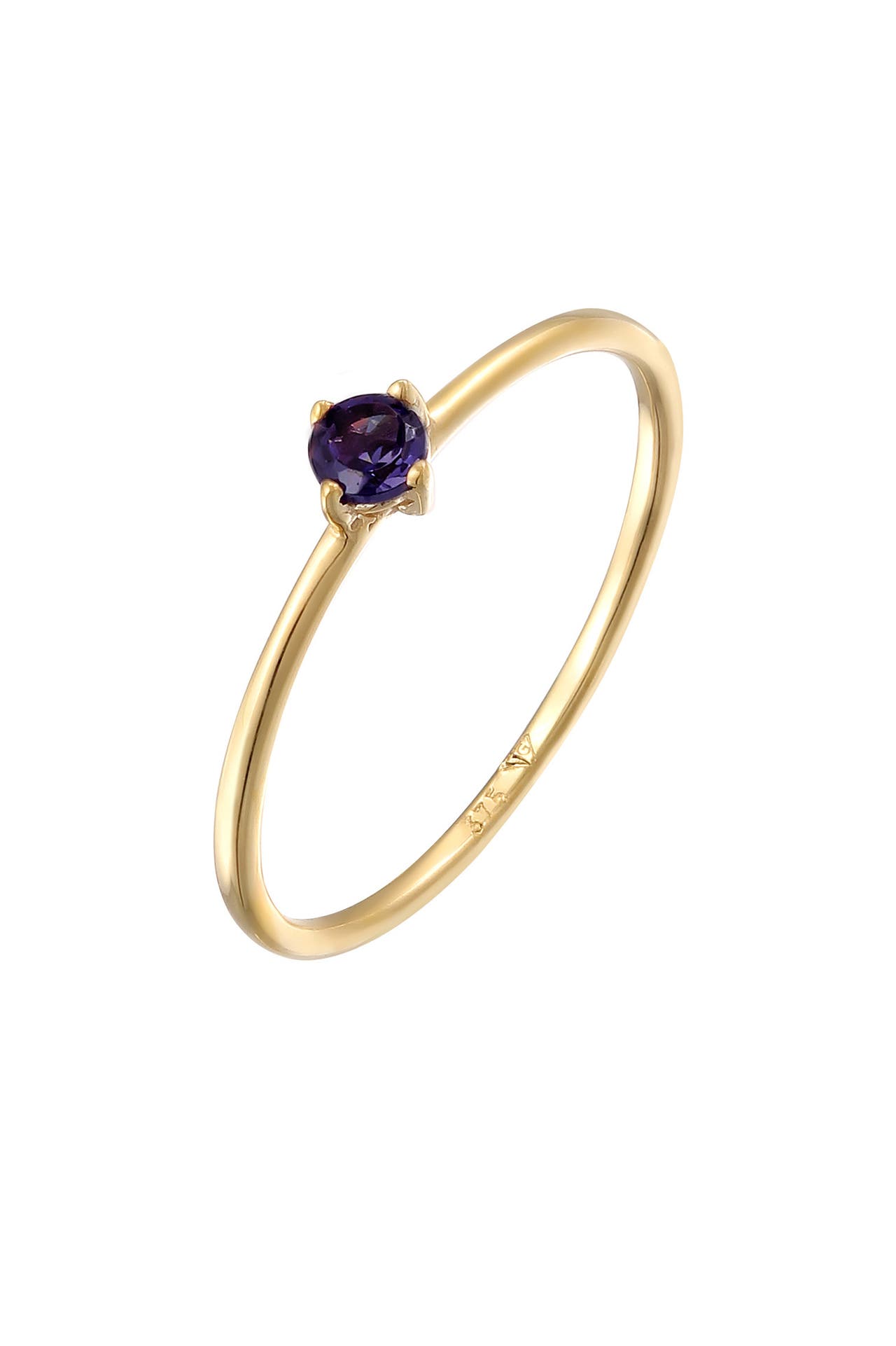 ELLI PREMIUM Ring Solitär mit Lolite Edelstein Lila 375 Gelbgold Violett, Bild 1