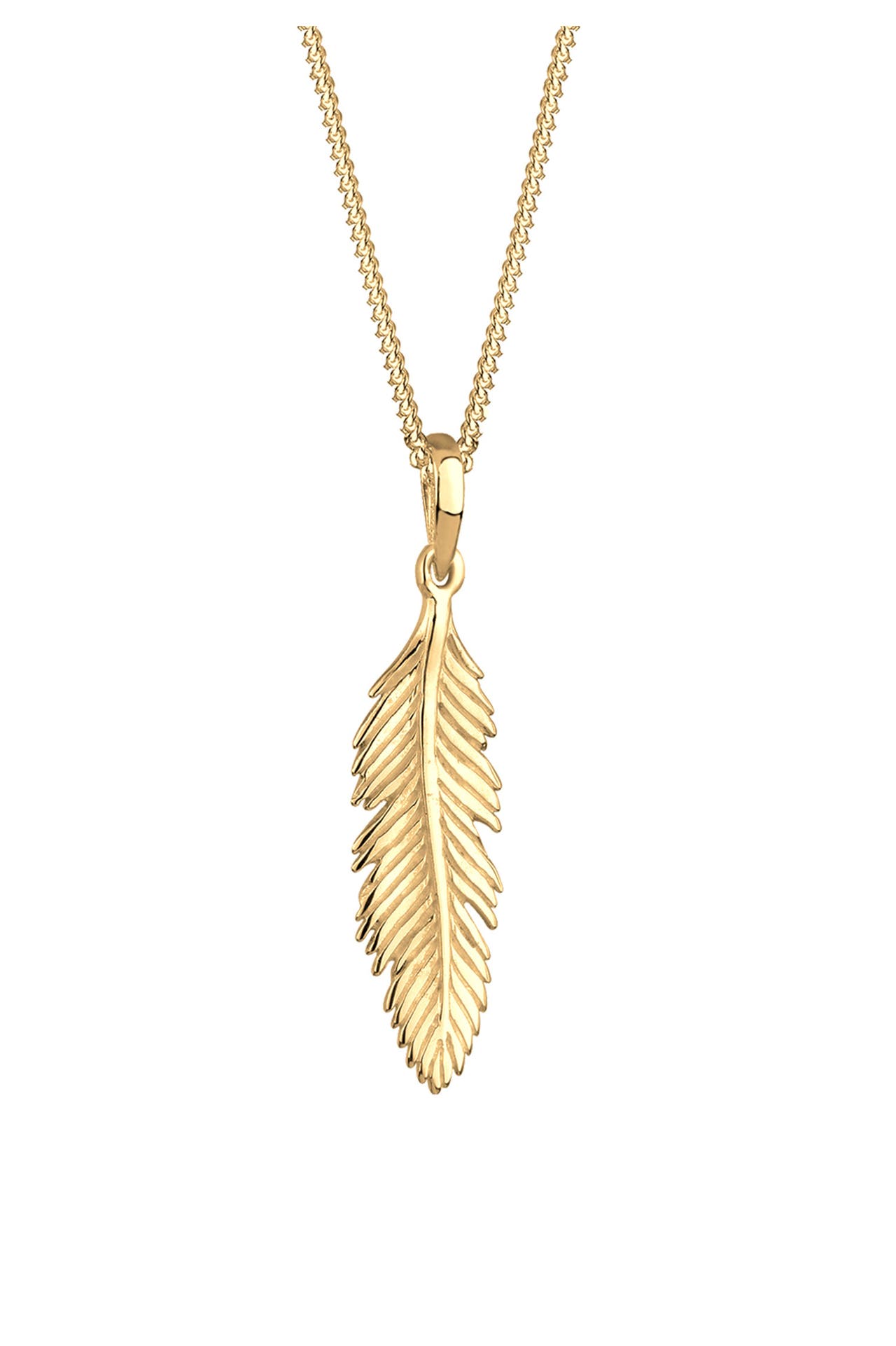 ELLI Kette mit Feder Anhänger aus 925 Sterling Silber Gold, Bild 1