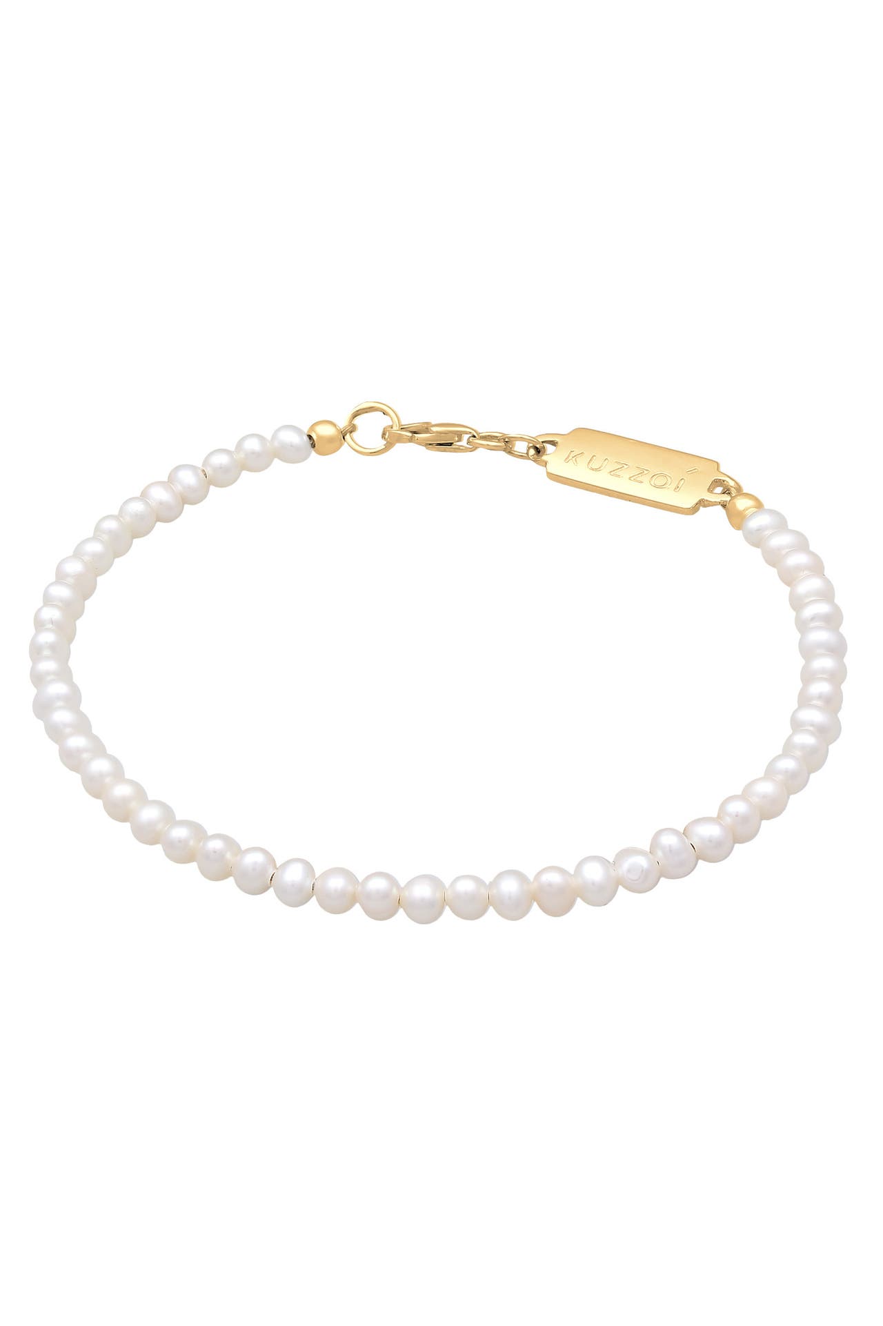 KUZZOI Armband Süßwasserperlen Klassisch Schlicht 925 Silber Gold, Bild 1