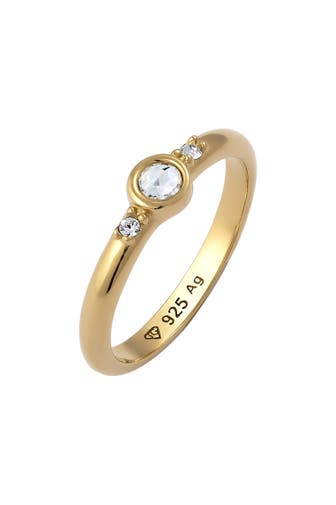 ELLI Ring Weiß 925 Sterling Silber, mit Kristallen von Swarovski® Gold