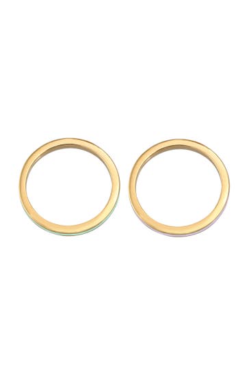 ELLI Ring Bandring Basic Emaille 2er Set 925 Silber Gold