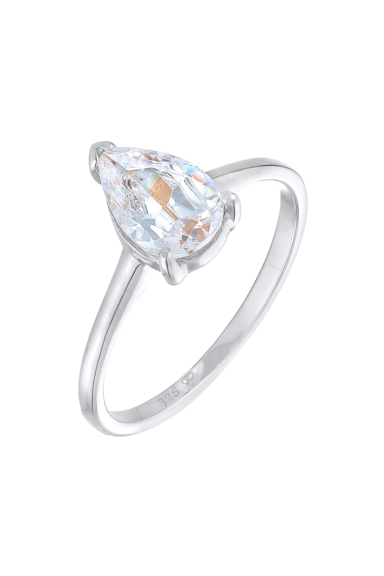 ELLI Ring Solitär Zirkonia Tropfen 925 Silber Silber, Bild 1