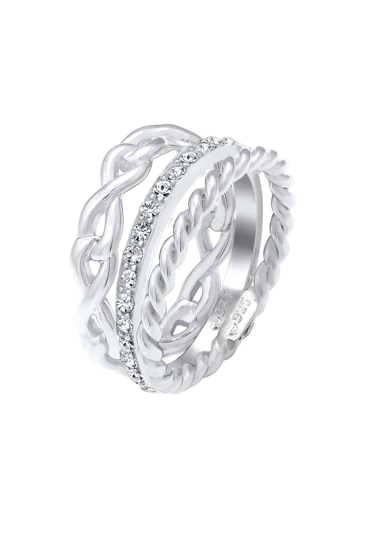 ELLI Ring Ring Set Infinity 925 Silber, mit Kristallen von Swarovski® Silber, Bild 1