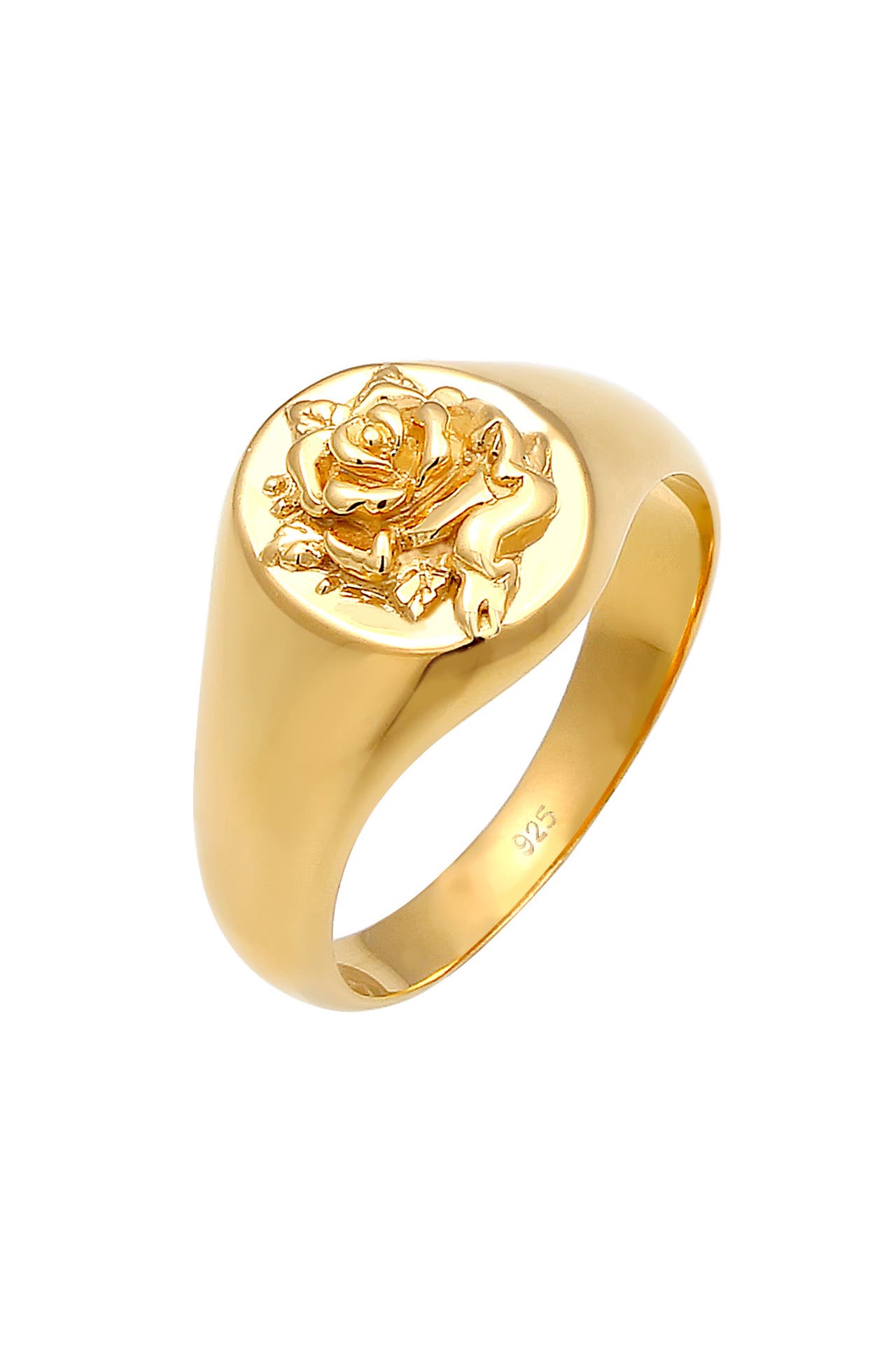 ELLI Ring Siegelring Damen Rose 925er Silber Gold, Bild 1