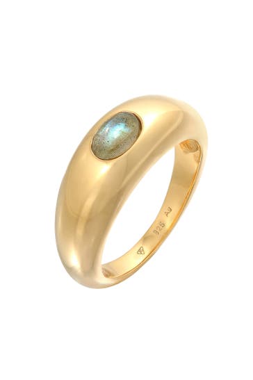 ELLI PREMIUM Ring Labradorit Edelstein Schlicht 925 Silber Gold